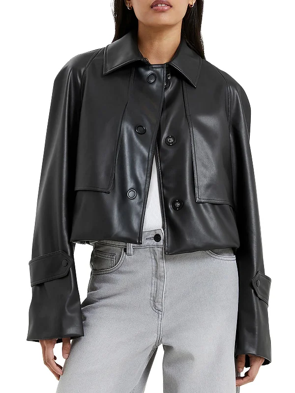 Athleisure Wear Corlenda Womens Faux leather Short Shirt Jacket