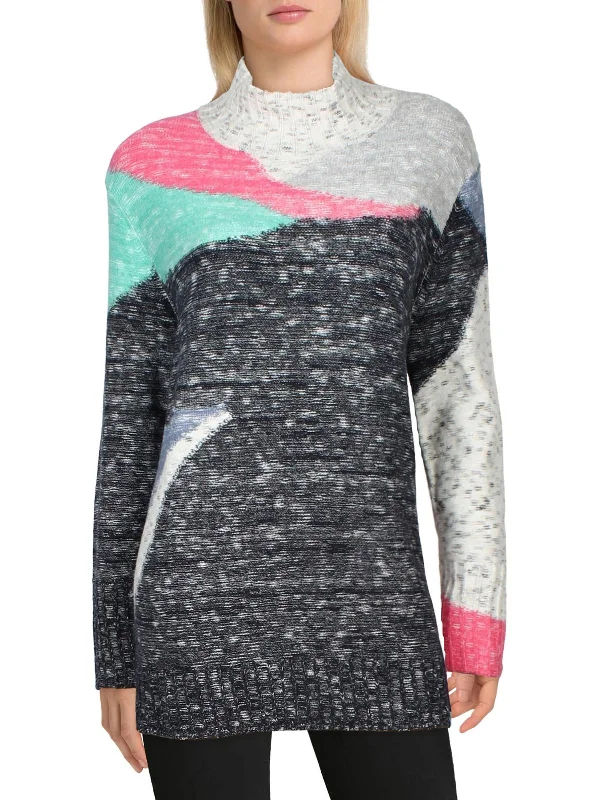 Weekend Special Sun Turn Mix Womens Colorblock Pullover Mock Turtleneck Sweater