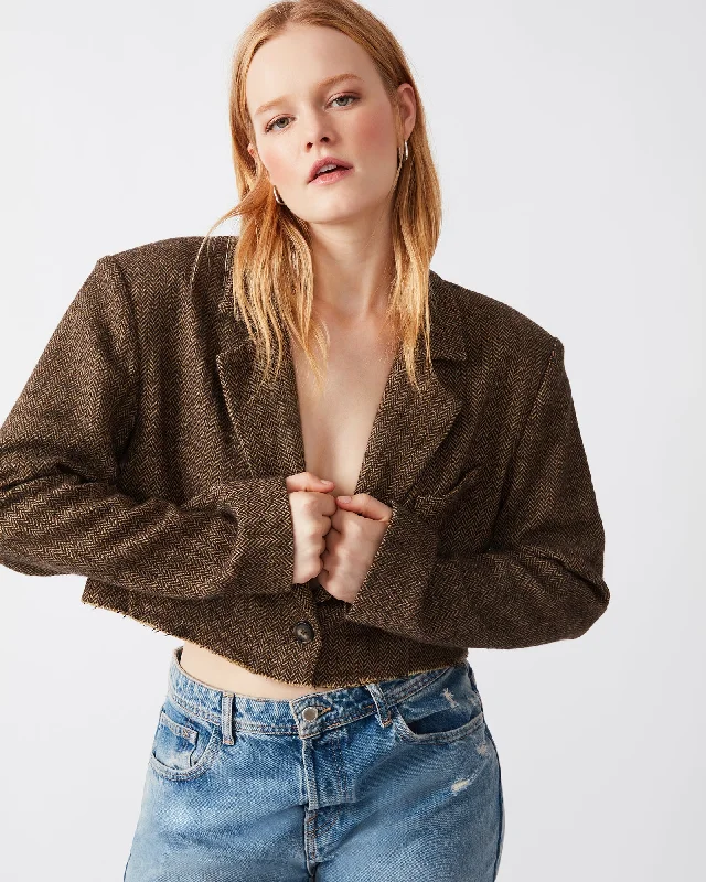 Stylish Savings Rupi Cropped Blazer Brown