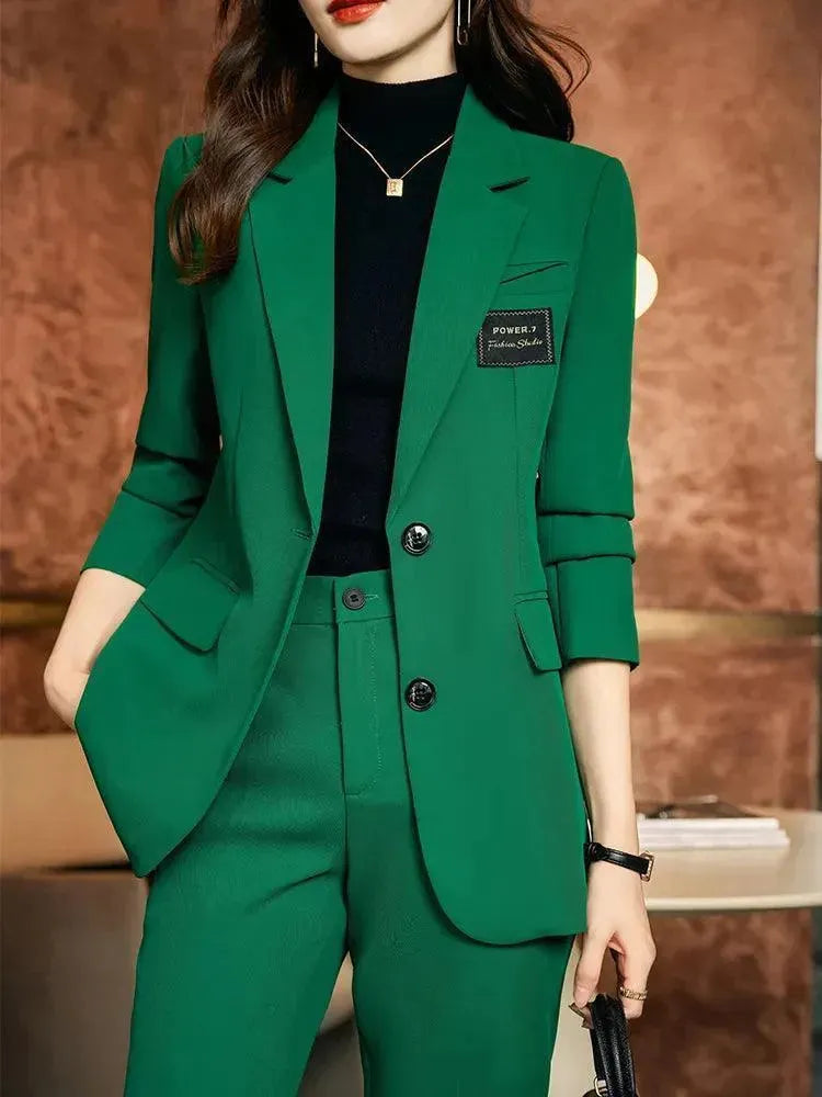 Seasonal Sale Formal Women Pant Suit with a Chest Badge