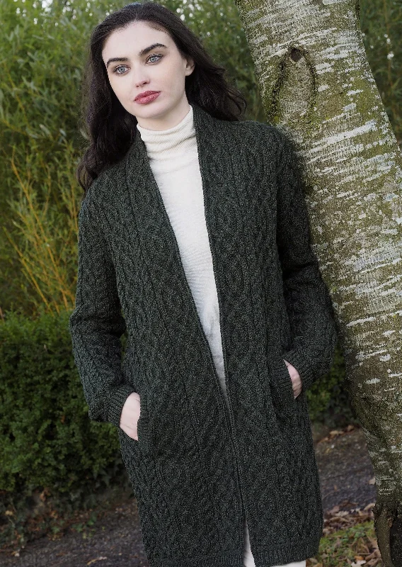 Pastel Styles Aran Crafts Celtic Braid Coat | Green