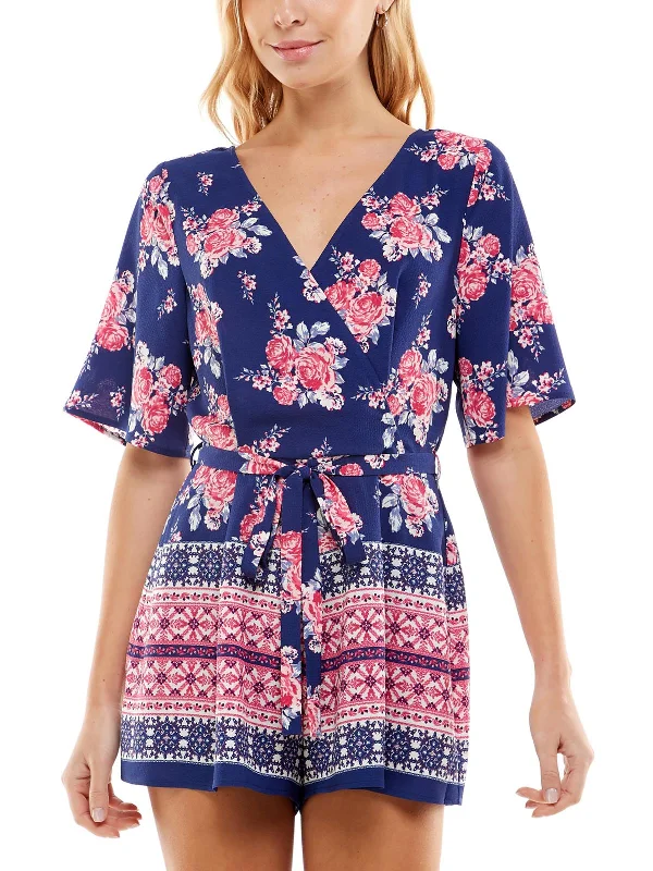 Chic Outfits Juniors Womens Crepe Printed Romper