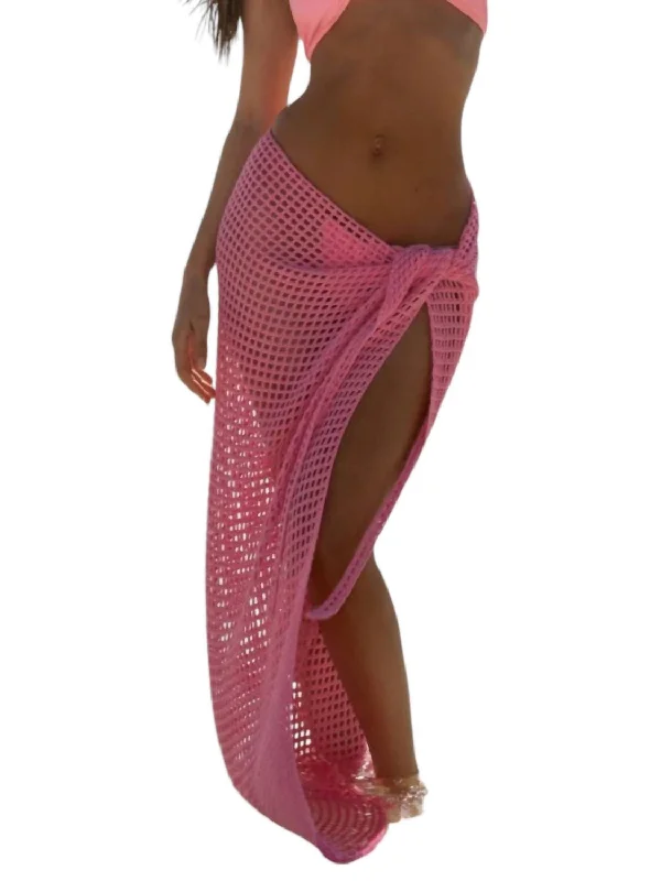 Get The Latest Trends Midi Net Sarong In Pink Cream