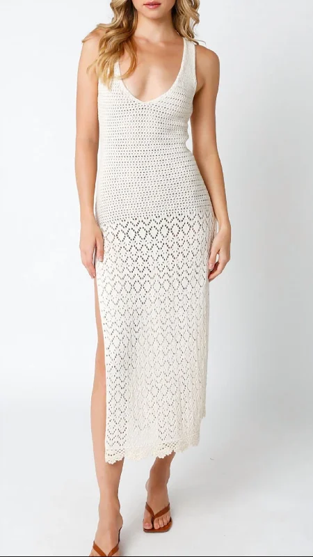 Evening Looks Pamala Crochet Coverup Dress In Natural