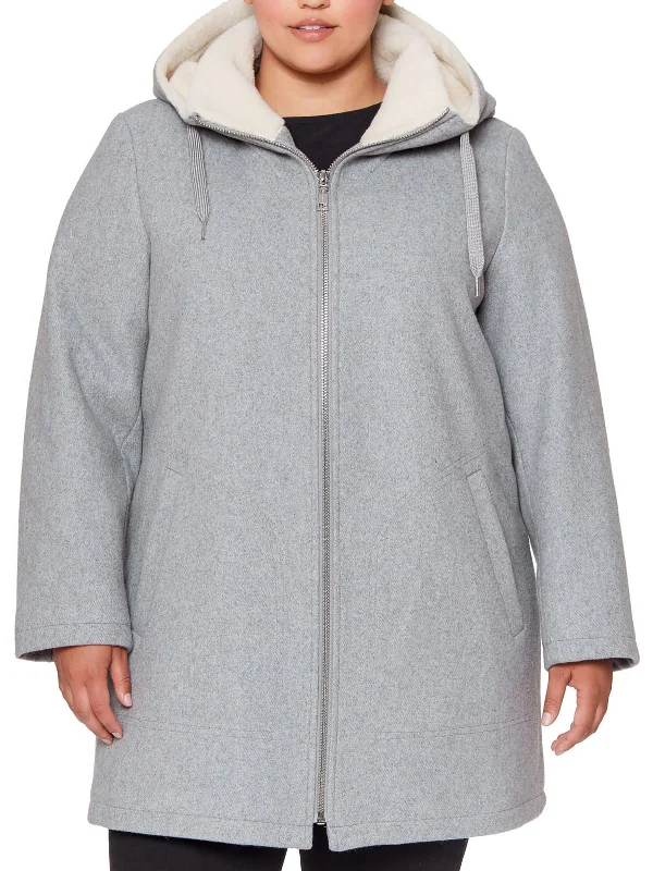 Fashion Forward Plus Womens Wool Hooded Walker Coat