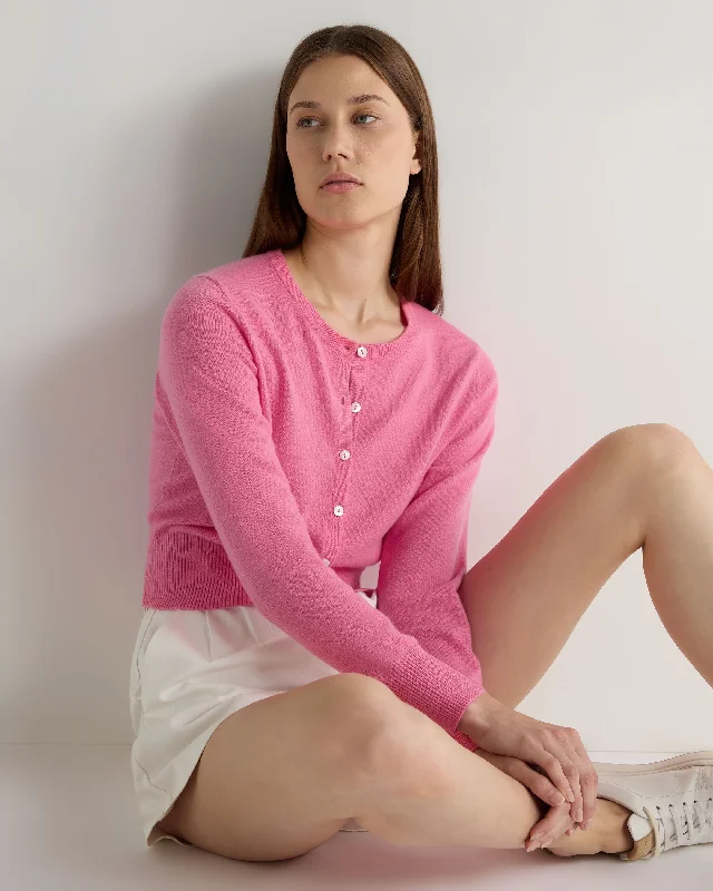 Special Offers Women's Ivy Cropped Cashmere Cardigan Camellia Pink