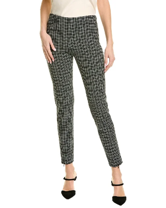 Beat The Heat In Tropical Styles Pink Tartan Check Wool-Blend Blazer Pant