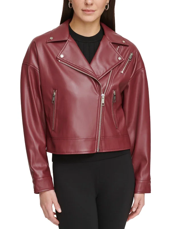 Effortless Sophistication Womens Faux Leather Motorcycle Jacket