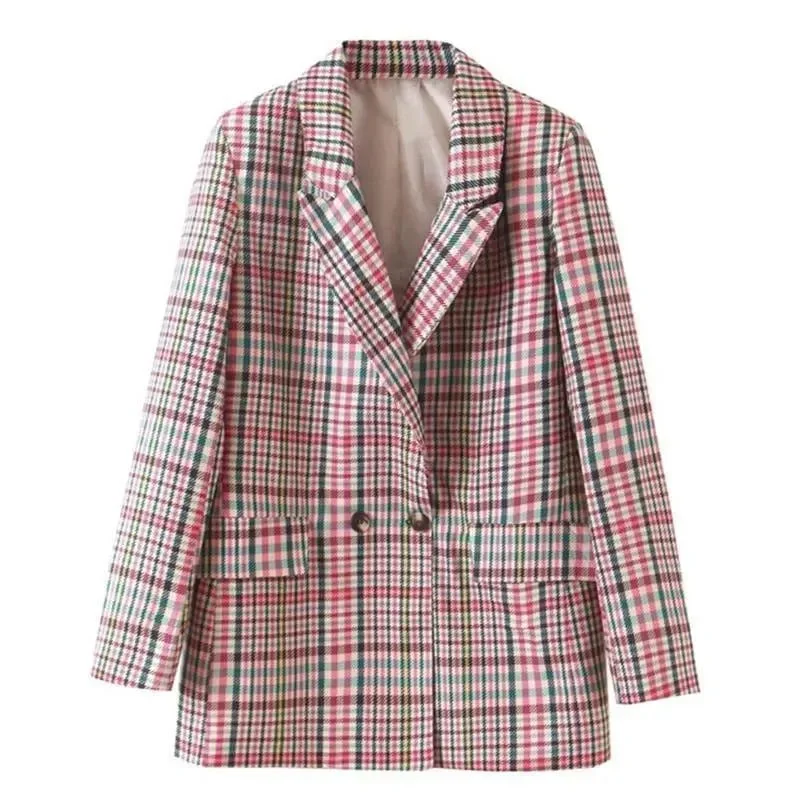 Feminine Soft - Hued Styles Plaid Mini Skirt Suit