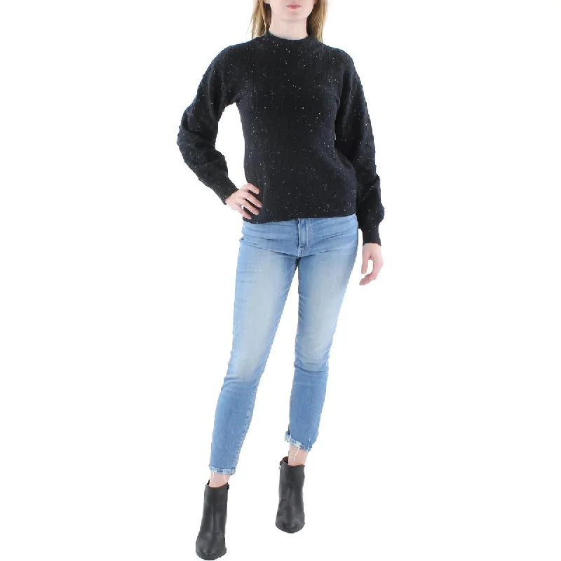 Athleisure Wear Womens Mock Turtleneck Ribbed Pullover Sweater