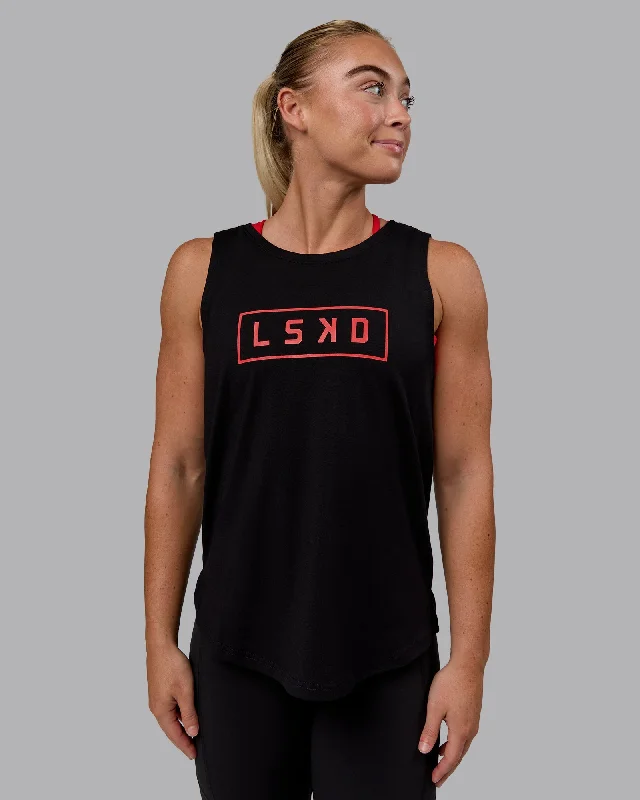 Parisian Effortless Chic Style Luna FLXCotton Longline Tank - Black-Crimson