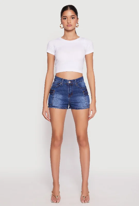 Chic Styles WAX Cargo Pocket Denim Shorts