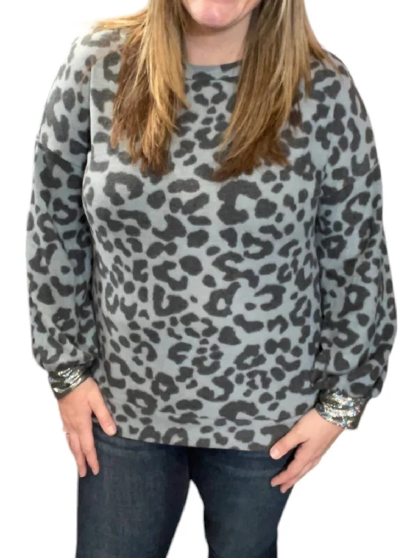 Clearance Sale, All Cheap Leopard Cross Back Sweater In Gray