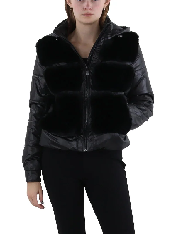 Vibrant Femme Fashion Womens Faux Fur Cold Weather Puffer Jacket