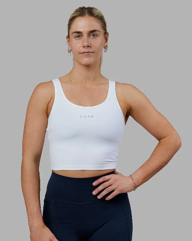 Holiday Glam Staple Active Cropped Tank - White