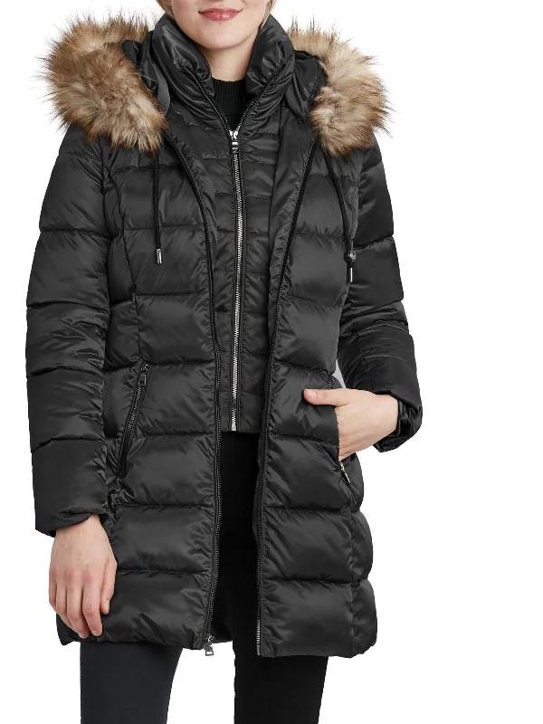 Fashion Forward Womens Satin Cold Weather Puffer Jacket