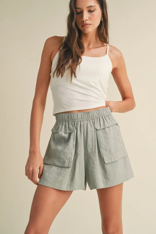 Crazy Price Slashing Mint Woven Shorts With Oversized Pockets