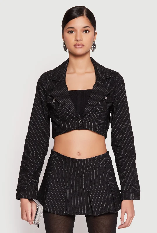 Chic Style, Always In Vogue Almost Famous Pinstripe Cropped Blazer