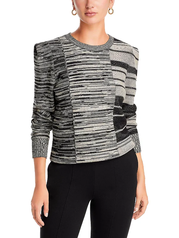 Boho - Chic Festival - Ready Style Mixed Musings Womens Cotton Blend Striped Crewneck Sweater