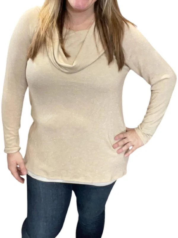 Explore What's New Sparkle Cowlneck Sweater In Gold