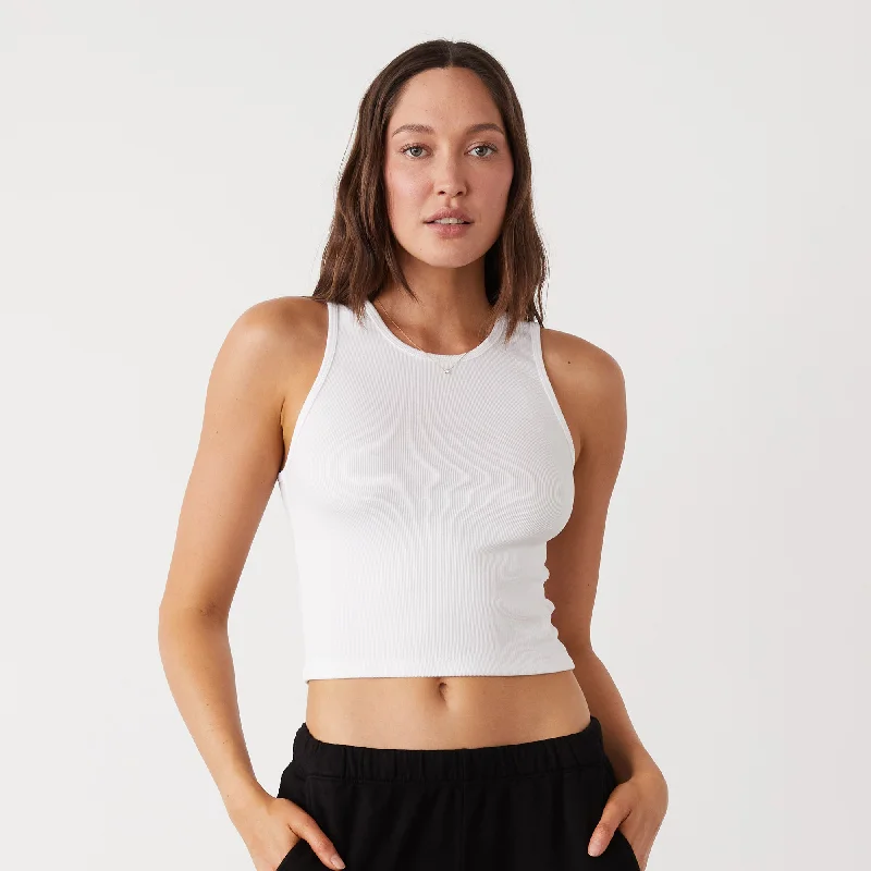 Hot Trends Supimaluxe Rib Crop High Neck Tank