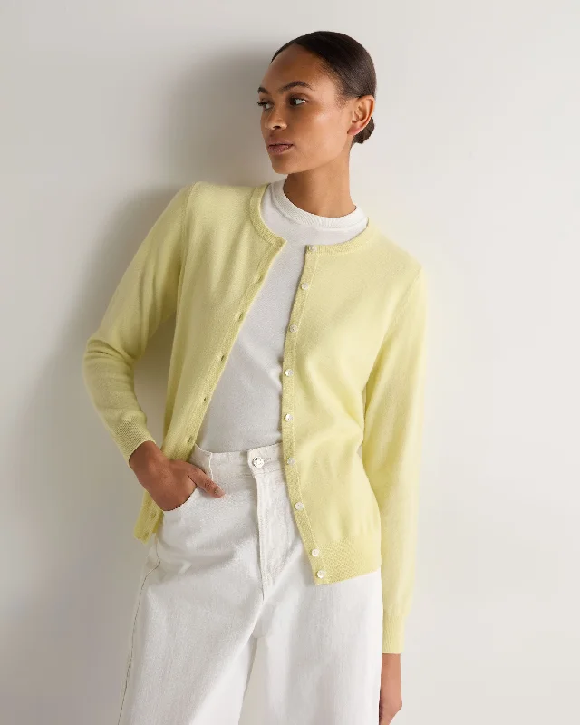 Season Offer Women's Olivia Round Neck Cashmere Cardigan Granita Yellow