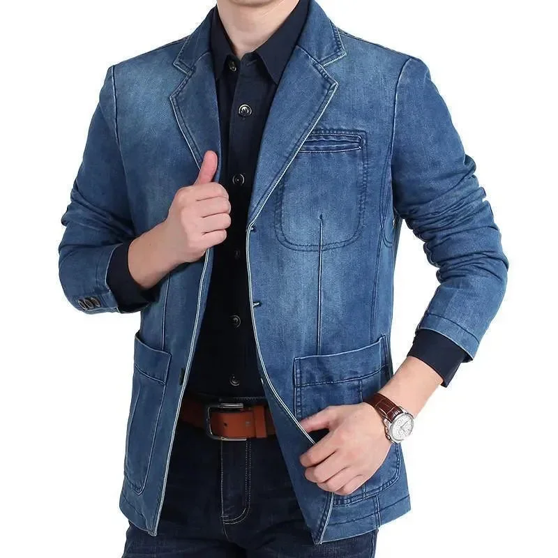 Season Appropriate Women's Collection Men Blazer - Cowboy Denim Jeans Blazer