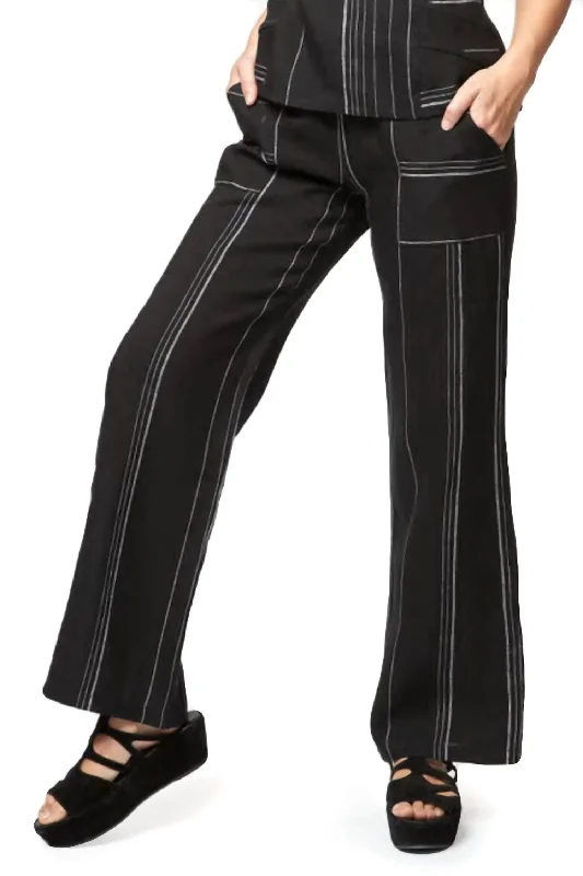 Limited Time Offer Amalfi Linen Pant Stripe In Black Multi