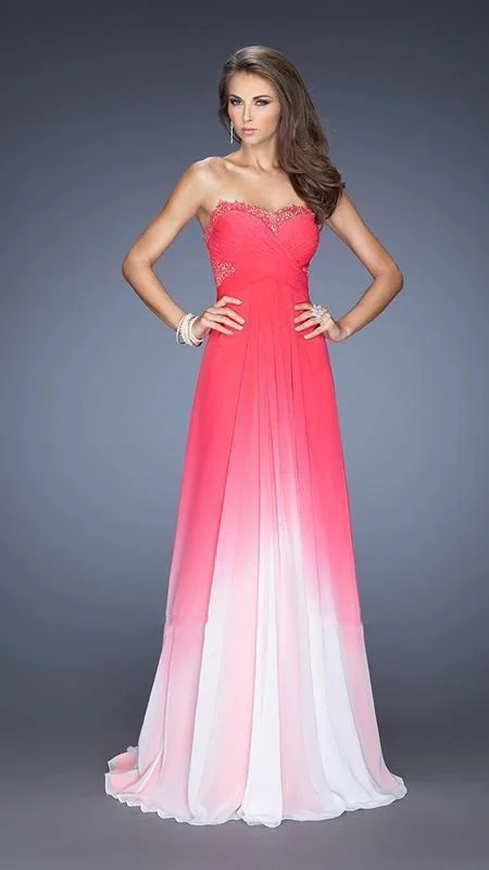 Sophisticated Style La Femme - Ombre Illusion Mid Open Pleated Gown 20167