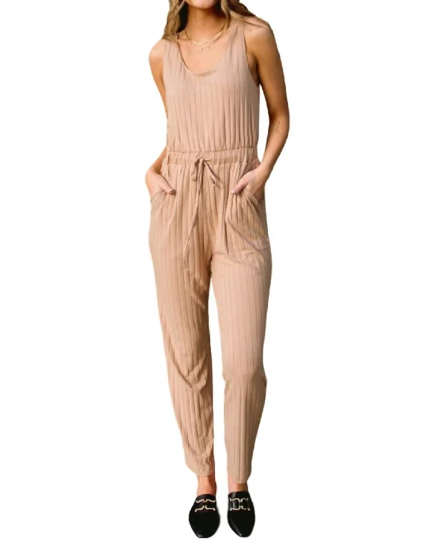 Casual Chic Cruiser Jumpsuit In Tan