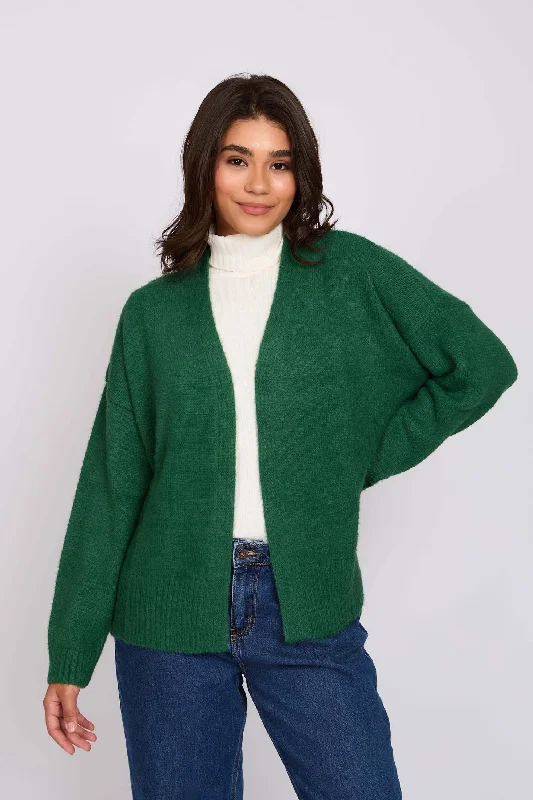 Graceful Movement Women Short Loose Cardigan Green