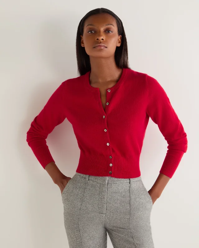 Special Offer Women's Ivy Cropped Cashmere Cardigan Riding Red