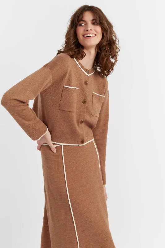 New Season Fashion Preview Sale Camel Merino Jeanne Milano Cardigan