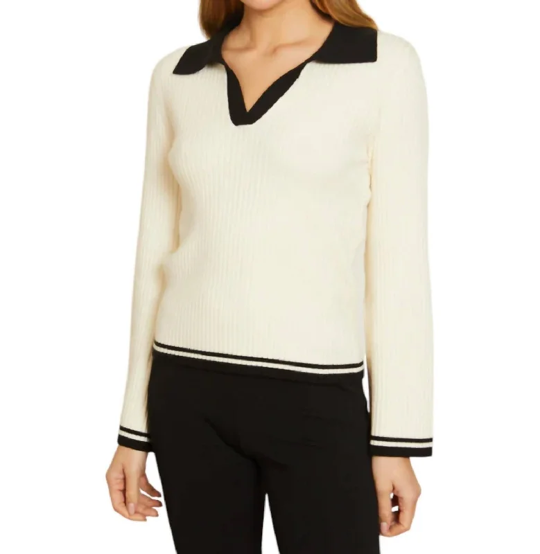 Gorgeous Glamour Collection Quincy Sweater In Ivory/black