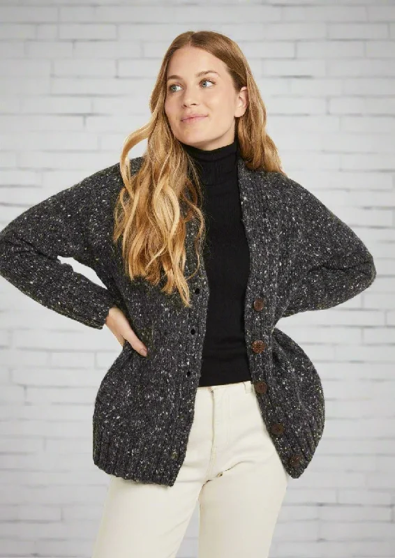 Limited - Edition Drops Ladies' Donegal Cardigan with Side Pockets | Charcoal