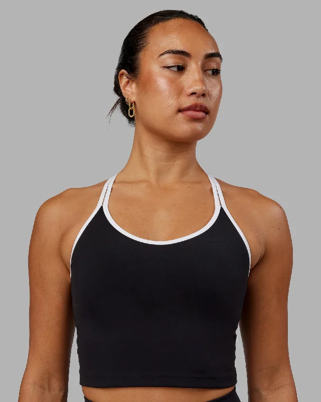 Elevated Style Contrast Active Shelf Bra Tank - Black-White