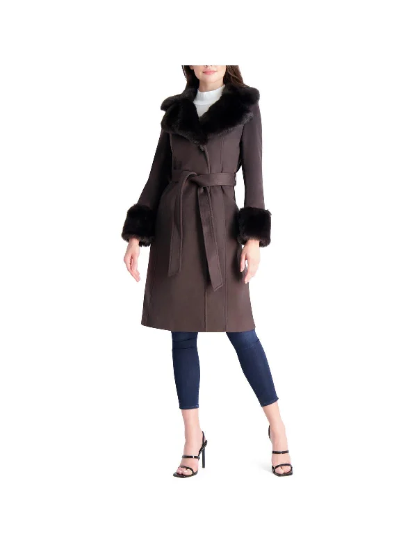 Casual Fashion Womens Faux Fur Slimming Wool Coat