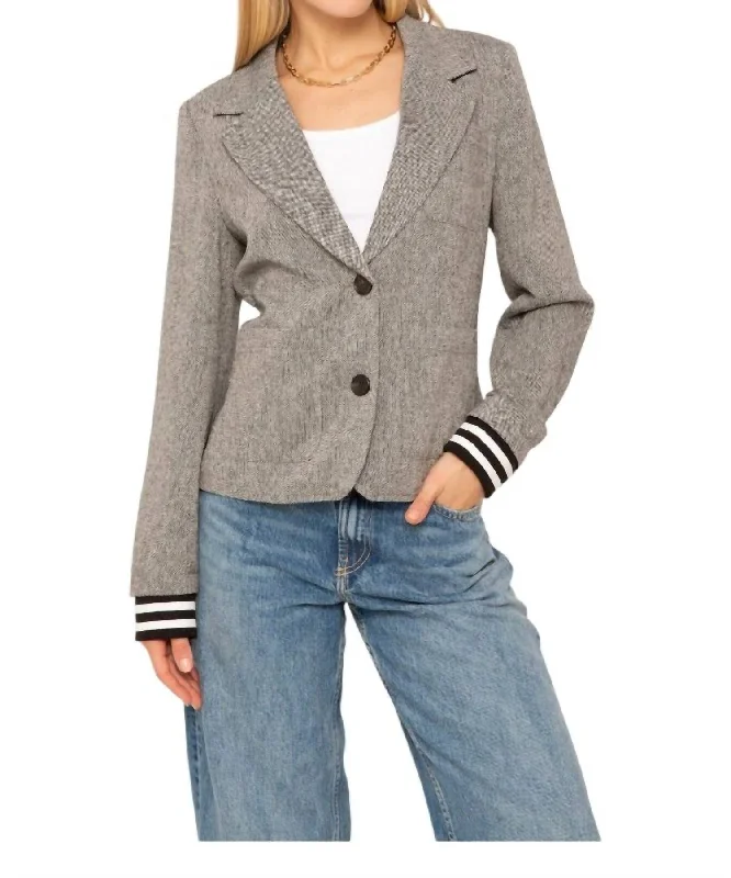 Contemporary Elegance Odette Shrunken Donegal Tweed Jacket In Grey