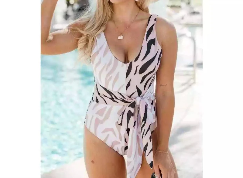 Fashion For Every Occasion Stay Wild One Piece Swimsuit In Beige