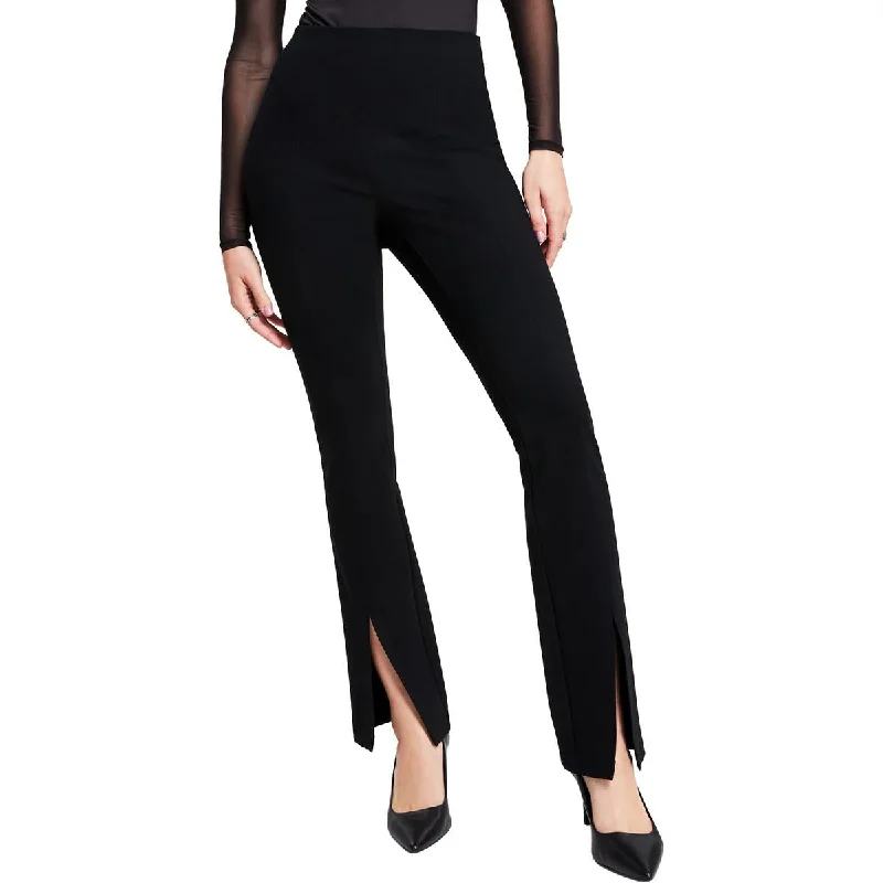 Trendy Street Style Petites Womens High Rise Split Hem Flared Pants