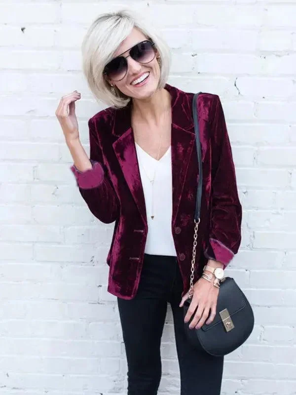 Effortless Everyday Wear Women Casual Slim Velvet Blazer