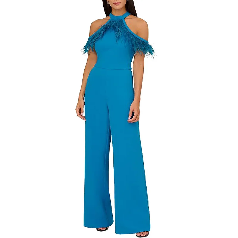 Luxe Women's Fashion Womens Crepe Wide Leg Jumpsuit