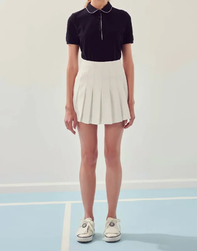 Urban Femme Streetwear Pleated Tennis Skort In White