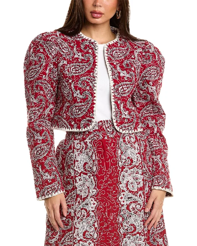 Winter Warm - Up Sale SEA NY Theodora Paisley Quilted Cropped Jacket