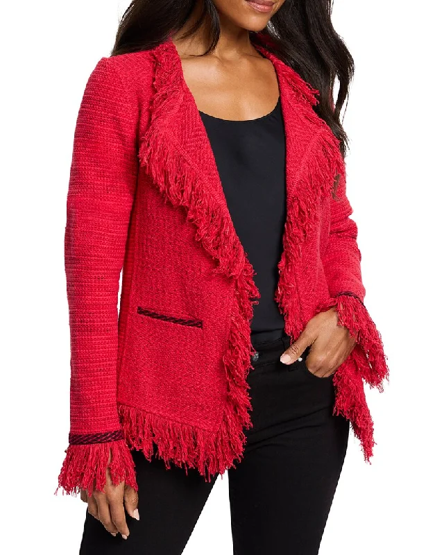 Chic Styles NIC+ZOE Statement Fringe Mix Knit Jacket