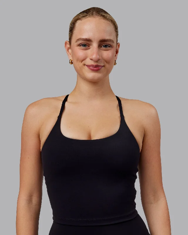 Chic Allure Twist Shelf Bra Tank - Black