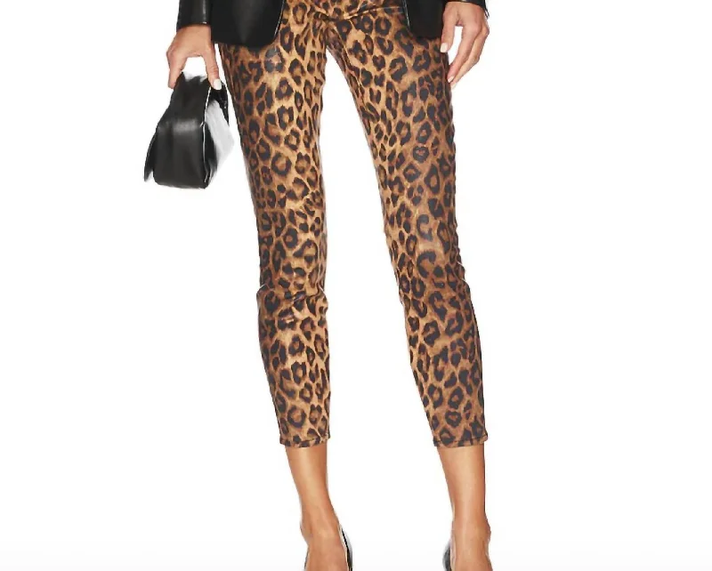 Huge Price Cut Margot Coated Jeans In Dark Brown/ Cheetah Coated