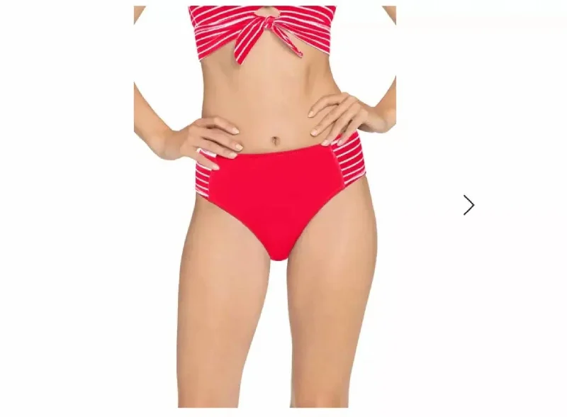 End Of Season Sale Sailor High Waist Bikini Bottom In Fiery Red