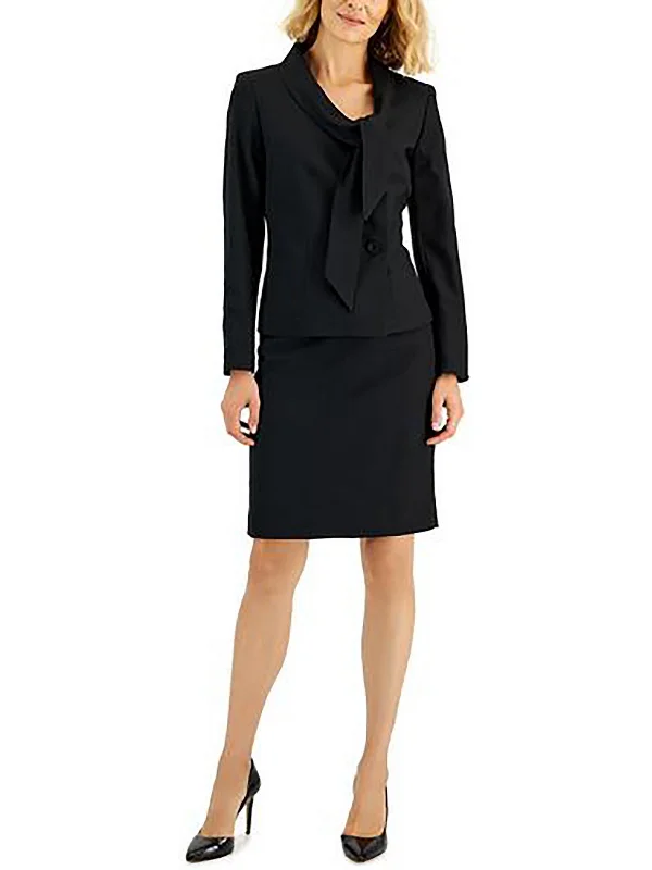 Save On Inspired Styles Petites Womens Tie Neck Business Two-Button Blazer