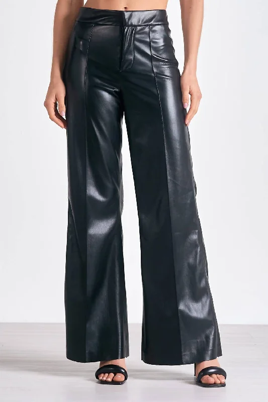 Trend Alert Vegan Leather High Waist Flare Pants In Faux Black